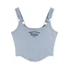 Dames Tanks Dames Brief Afdrukken Tank Tops Met Bh Pad Casual Y2K Crop Voor Schouderriem Ijzeren Ring Corset Top