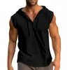 Erkekler Tişörtleri 2024 Moda Giyim Vücut Geliştirme Kas Guys Fitness Erkek Hooded Tank Top Yelek Spor Giyim Kolsuz Gömlek Kapşon