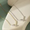 Partihandel Fashion Jewelry Cubic Zirconia 18K Gold Plated Necklace 925 Sterling Silver V Shell Pärlhalsband för kvinnor