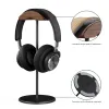 Accesorios Soporte para auriculares de aluminio y madera de nogal negro Soporte para auriculares para juegos de nogal natural con base de metal sólido para exhibición de escritorio