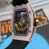 Lastest Wrist Watches Womens Wristwatch RM Watch Rm07-01 Powder Ceramic Side Hollow Automatic Mechanical Back Transparent Movement with Diamond Inlaid Lady Watch