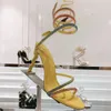 Rene Caovilla Stiletto Sandalet Dekoratif Kristaller 95mm İnci Rhinestone Dekorasyon Yüzük Gelinlik Topuklu Akşam Partisi Kadın Yüksek Topuklu Tasarımcı Fabrika Ayakkabıları