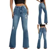 Jean femme Boyfriend taille haute pantalon Large pour femme pantalon bleu grande taille légèrement évasé fourchu jambe Large