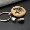 Kedjor Personlig husdjursporträtt nyckelring Anpassad fotonamn Cremation Urn Keychain Pet Ashes Keyring For Dog Cat Pet Pet Loss Memory Gift