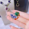 Cluster Rings Luxury Silver Color Butterfly Design Jewelry Inlaid Mint Green Tourmaline For Women Fashion Exquisite Ring Party