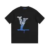 2024SS Designer Tide T Shirts Chest Letter Laminerad tryck Kort ärm High Street Löst överdimensionerad casual T-shirt 100% Pure Cotton Tops för män och kvinnor S-5XL