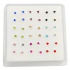 Jóias 36pcs/pacote 925 mix de prata esterlina cola 2 mm de cristal no nariz piercing nariz pino jóias