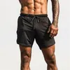 2024 Bieganie szortów męskie 2-w-1 podwójnie warstwowy szybki suszenie Shorts Sports Fitness Powolne ćwiczenie kamuflaż Męskie Sports Shorts 240227