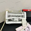 Women Designer Light Clear Shoulder Bag Classic Flap 25cm White Thread Two-Tone Patchwork Gold Metal Hardware Matelasse Chain Four Colors Purse Cross Body Handbag