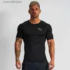 Męskie koszulki męskie marka gimnastyczna odzież fitness T-koszulka Man Summer Sport T-shirt z krótkim rękawem Szybkie suche koszulki kulturystyczne chude topy rajstopy t240227