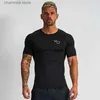 Homens camisetas Mens Marca Ginásio Roupas Fitness Camiseta Homem Verão Esporte Manga Curta T-shirt Quick Dry Bodybuilding Tees Skinny Tops Calças T240227