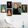 Paintings Famous Works Wall Art Canvas Amedeo Modigliani Figure Painting Vintage Women Portrait Poster Cuadros Decor