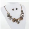 Ketting oorbellen set vintage bruiloft kristallen bruids sieraden voor vrouwen boho rhinestone oorrang retro bloem feestaccessoires