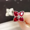 クラスターリングJY2024 No.3916 Pure 18Kゴールドジュエリー0.77ct Red Ruby Diamonds and Gemstones女性の女性の罰金