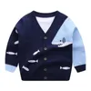 Vintertröja Kids Cardigan Cotton Stick Cardigan Cartoon Sweater Shark Ytterkläder Tröja Baby Boy kläder 2-6 år 240223