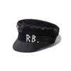 Chapeau RB Simple en strass pour femmes et hommes, Style de rue, bérets noirs, à dessus plat, Caps248l