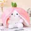 Kawaii frutta trasfigurata coniglietto peluche carino carota fragola trasformarsi in coniglio gatto peluche giocattolo per bambini compleanno regalo di Natale