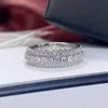 Eternity Micro Moissanite Diamond Ring für Frauen Männer Silber breit Luxus Engagement Ehering Band Rings Liebhaber Geschenke Versprechen Schmuck