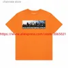 Herr t-shirts orange t shirt män kvinnor kort ärm avslappnad high street lösa toppar tee t-shirt t240227