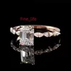 1CT 2CT Emerald Cut Moissanite Diamond 9K Rose Gold Woman Rings