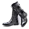 Botas masculinas motocicleta gótico punk cosplay dança meados de bezerro básico curto militar outono inverno sapatos de trabalho de segurança masculino