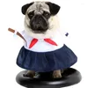 Vestuário de cachorro vendendo roupas de Halloween para traje engraçado personalizado pet cosplay roupas boneca segurando uma faca