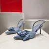 Designer High Heels Pumps SARA Sandals Women High Fashion Classic Solid Diamond Crystal Pumps 7.5cm Satin Bow Luxury Summer Party Prom Shoes Large Size