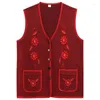 Gilets pour femmes Mode Gilet tricoté Moyen-âge Printemps Automne Gilet Mince Broderie Cardigan Pull Veste Tops Robe Mère