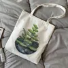 Shopping Bags Plant Flower Canvas Bag Ecological Reusable Foldable Shoulder Tote Women Bag.