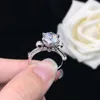 Cluster Rings 2Ct Round Cut Diamond Ring Engagement Women Jewelry Solid Platinum 950 R069