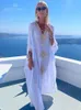 Basic Casual Dresses 2024 Elegant Gold Embroidered Kaftan Retro V-neck White Dress Plus Size Women Clothes Summer Beach Wear Vacation Dresses Q1373 T240227