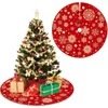 Noel Süslemeleri 35.4inch Noel Ağacı Alt Dekor Mat Kar Tanesi Deseni Tatil Partisi İçin Kırmızı Basılı Dekorasyon