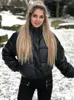 Trenchs de femmes manteaux d'hiver épais chaud court Parkas femmes mode noir cuir PU dames élégant fermeture éclair coton vestes femme ouwear