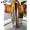 Spiegel Middle East Sunmer Winyi Frauen Strickjacke Mantel Lose Long Dress Tail Party Boho Maxi afrikanische Weihnachtsfledermaus -Schläfe Seidengewand