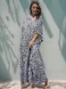 Robes décontractées de base 2023 Léopard auto ceinturé côté fendu robe de plage d'été longue tunique femmes vêtements grande taille vêtements de plage robes Maxi Q1226 T240227