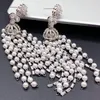 Dangle Earrings Sinzry Gorgeous Cubic Zircon Pearl Long TasselDandle Women Drop 925 Silver Needle