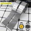 Watch Bands High Quality Stainless Steel 22mm 24mm Band Fit for Breitling Superocean Heritage Solid Metal Bracelets Mesh Woven Strap T240227