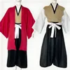 Ethnic Clothing 2024 Japanese Style Unisex Men Halloween Ghost National Anime Kimono Cosplay Costume Men's Complete Robe Set