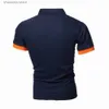 T-shirts pour hommes Summer Mens Polo de couleur unie Hommes Slim Fit T-shirt Polo Mode Respirant Manches courtes Top T240227