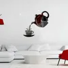 Relógios de parede Acrílico DIY Relógio Criativo Sala de estar Espelho Silencioso Tea Pot Adesivo 3D Decorativo