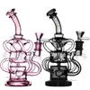 9.5 inches Bong Hookahs Recycler Dab Rigs Big Glass bongs Water Pipes Thick Glass Oil Rigs Tobacco With 14mm Bowl and quartz banger