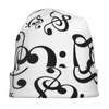 Berets Herzen Musik Noten Motorhaube Hüte Schwarz und Weiß Notenschlüssel Beanie Design Strickmütze Frühling Niedliche Männer Frauen Unisex Outdoor Warme Mützen