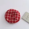 Berets 53cm 56cm Christmas And Year Girls Red Beret 2024 Autumn Winter Vintage Checked Parent-child Hat Painter