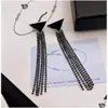 Charm Designer Haute Qualité Boucle D'oreille De Luxe Simple Marque Sier Boucles D'oreilles Femmes Élégantes Noir Ins Classique Triangle Inversé Drop Livrer Dhyws