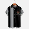 Mäns casual skjortor sommar hawaiian skjorta bowling kort ärm färgblock turwdown gata semester knappkläder