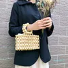 Hand Woven Handbag Natural Wood Bead Handbag Transparent Beach Quartet Bag