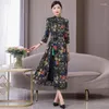 Casual Dresses Spring and Höst 2024 Etnisk stil Qipao High End Chinese Retro Ladies Fashion Mom's Dress Tryckt Cheongsam Z4738