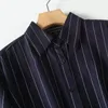 Женские блузки, лето 2024, однобортная полосатая льняная рубашка с длинными рукавами и лацканами, удобная версия, свободные универсальные топы