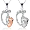 Colliers avec pendentifs en cristal pour grands et petits pieds, bijoux pour maman et bébé, cadeau de fête des mères, chaîne à breloques Simple, sans collier, cadeau 2448