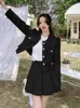 Sukienki robocze Gagarich Koreańska moda Mała pachnąca różowa zestaw 2024 Spring francuska celebrytka cienki płaszcz plisowany kombinezon 2 -częściowy odzież